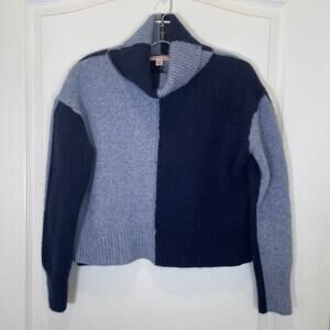 Philosophy Two-Tone Cowl Neck Sweater - Navy and Gray